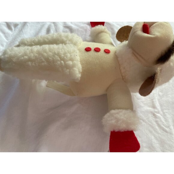 Vintage 1993 Lamb Chop Plush Toy 9" Shari Lewis White Red Buttons Polyester CE - Picture 7 of 9